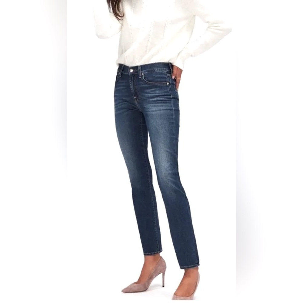 7 For All Mankind Roxanne Slim-Fit Mid-Rise Embellished Pocket Jeans (Like New)